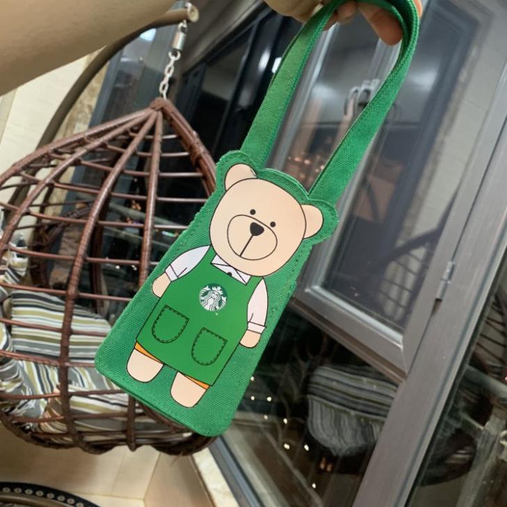 Túi Vải Đựng Ly Nước Starbucks Hình Gấu Dễ Thương Xinh Xắn