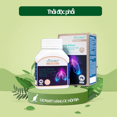 Viên Uống Bổ Phổi,Thải Độc Phổi Vitatree Lung Detox 60 viên Oz Mart Hàng Úc Nội Địa