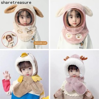 Mũ lông cừu bucket kèm kính 3 in 1 chống lạnh mùa đông cho mẹ và bé