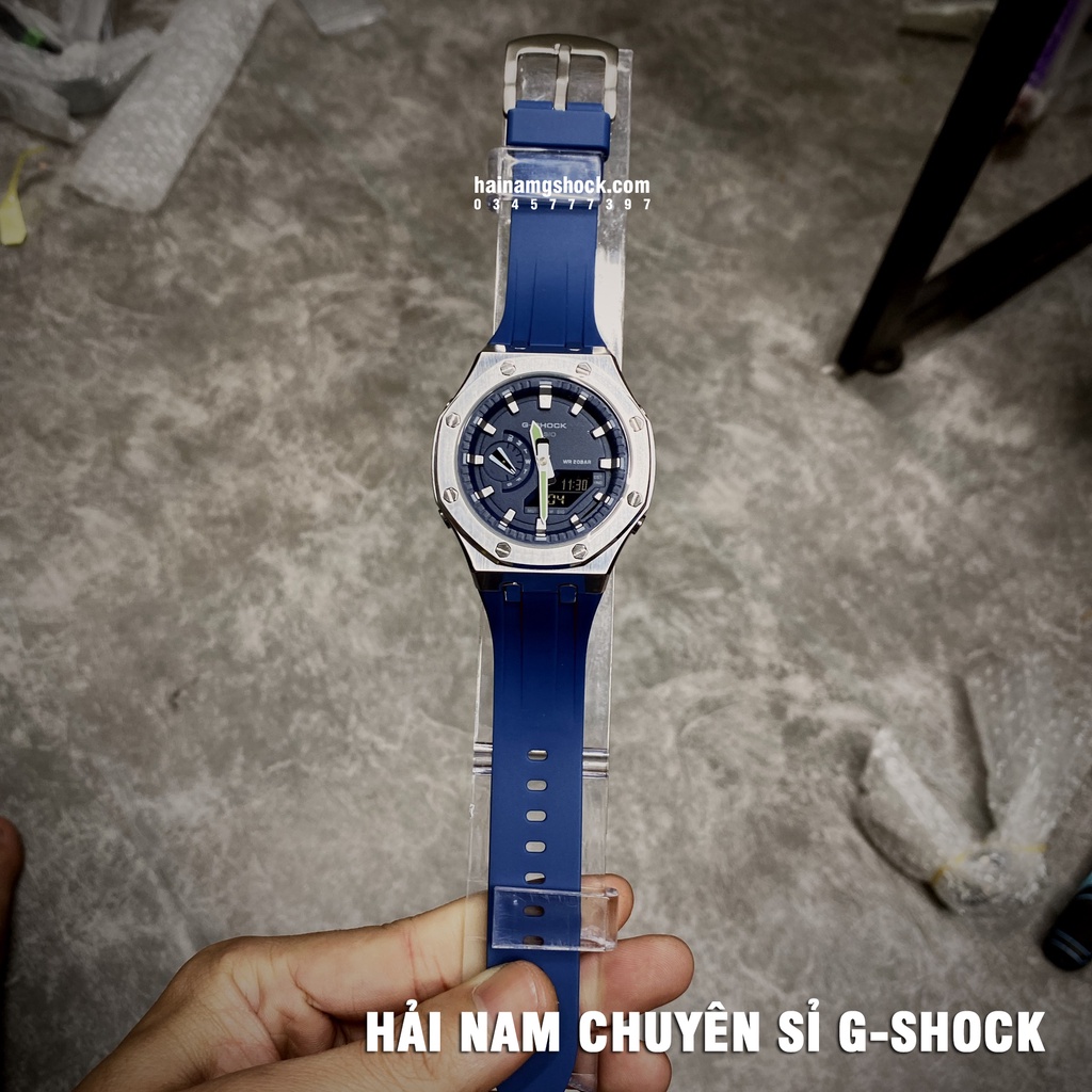 Đồng hồ nam G-SHOCK GM-2100-1A Custom Blue Sliver | GM-2100 Custom | GM 2100 Rainbow | Full phụ kiện.