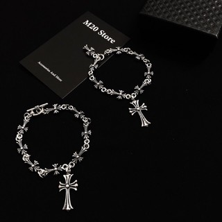 Vòng tay Chrome Heart Bạc 925 Chống Gỉ,Vòng Tay Nam Nữ Phong Cách Cổ Điển