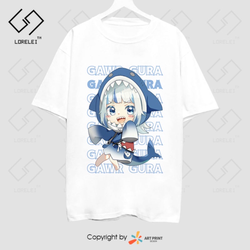 Áo thun Hololive Gawr Gura Chibi ngắn tay