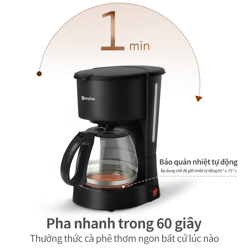 Máy Pha Cà Phê Simplus KFJH004 nhỏ giọt của Mỹ 600ml - Sản phẩm bao gồm quà tặng