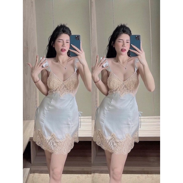 ♥️Hàng QC♥️Váy ngủ 2s lụa dáng ngắn sexy quyển rũ{có mút lót}__Thanhhhien997_lụa satin co giãn cao cấp 641.