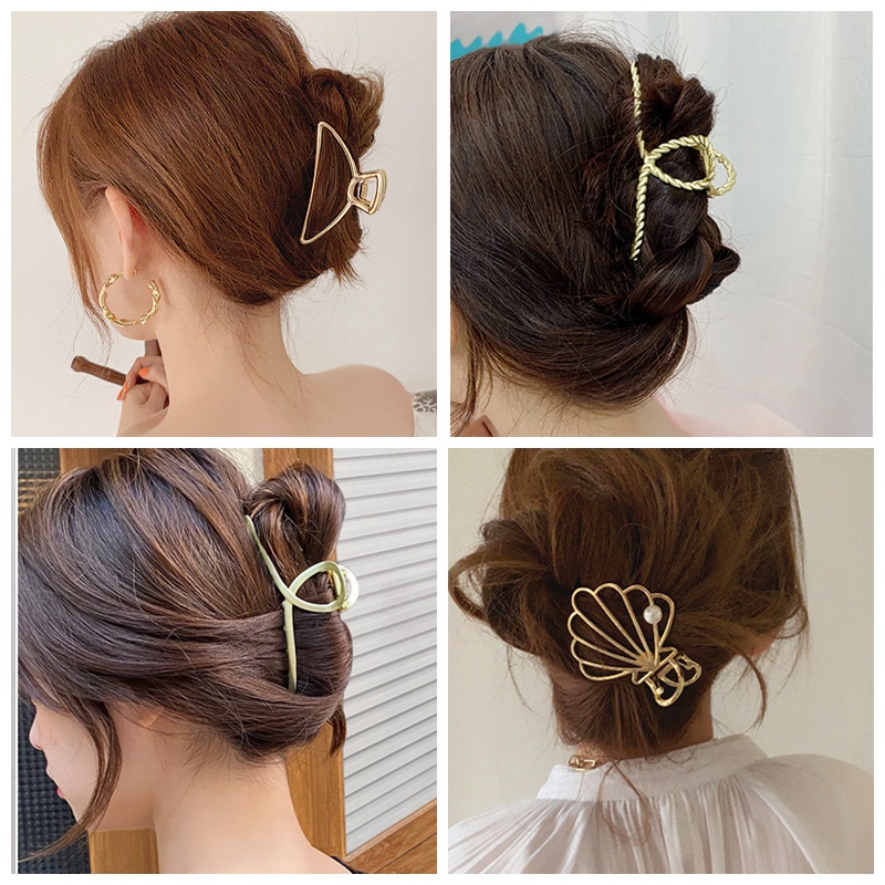 Kẹp tóc Haimeikang kim loại mạ vàng thời trang phong cách Hàn Quốc