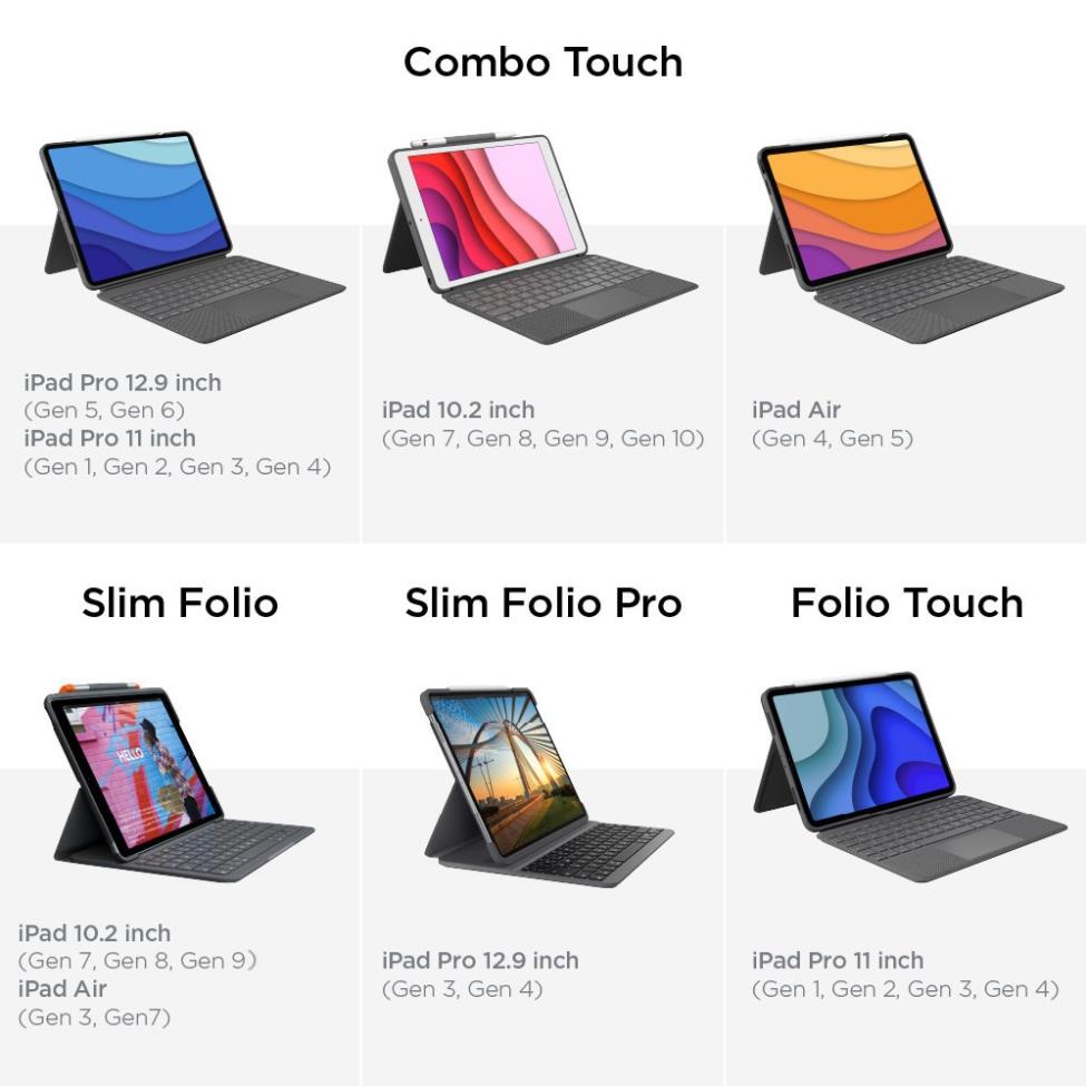 Bao da bàn phím Logitech Combo Touch for iPad Gen 10 - iPad 10.9 inch - Tháo rời Trackpad, chiếu sáng nền