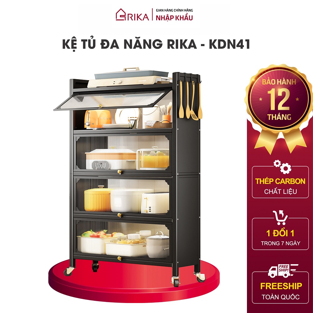 Kệ Nhà Bếp, Kệ Đa Năng RIKA KDN41 Có Ngăn Tủ Để Đồ Gia Dụng Và Các Dụng Cụ Trong Bếp Hàng Nhập Khẩu Chính Hãng