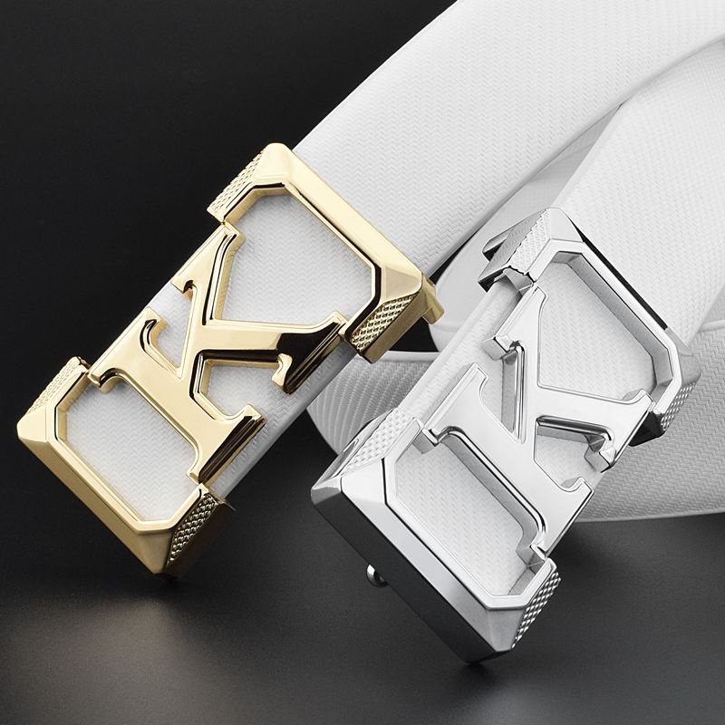 Thắt Lưng Da Màu Trắng In Chữ K Phong Cách Hipster Hàn Quốc Dễ Phối Đồ Thời Trang Cho Nam