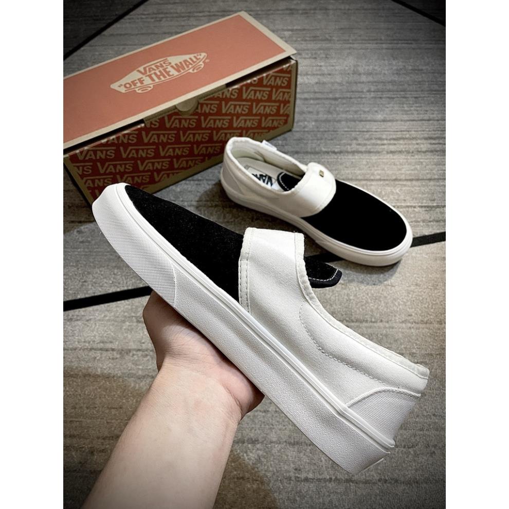 Giày Vans Slip On Strap Fear Of God Off White AHA,Giày sneaker 𝐕𝐀𝐍𝐒 Caro lười viền trắng, giày thể thao 𝐕𝐀𝐍𝐒 Đen