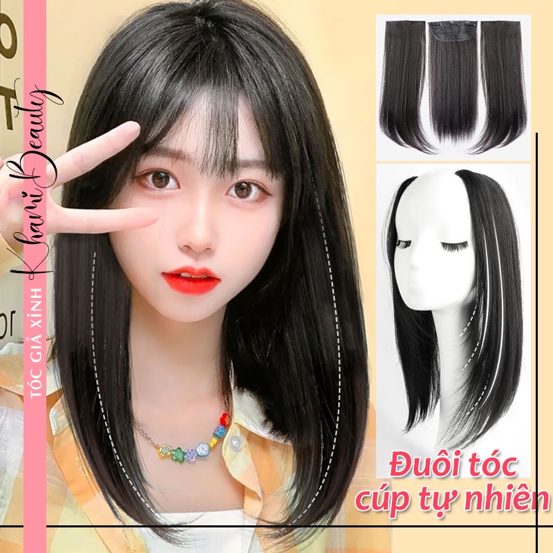 Set 3 dải tóc kẹp phím thẳng cúp tự nhiên Khami Beauty, dài 43cm, sợi tơ chịu nhiệt