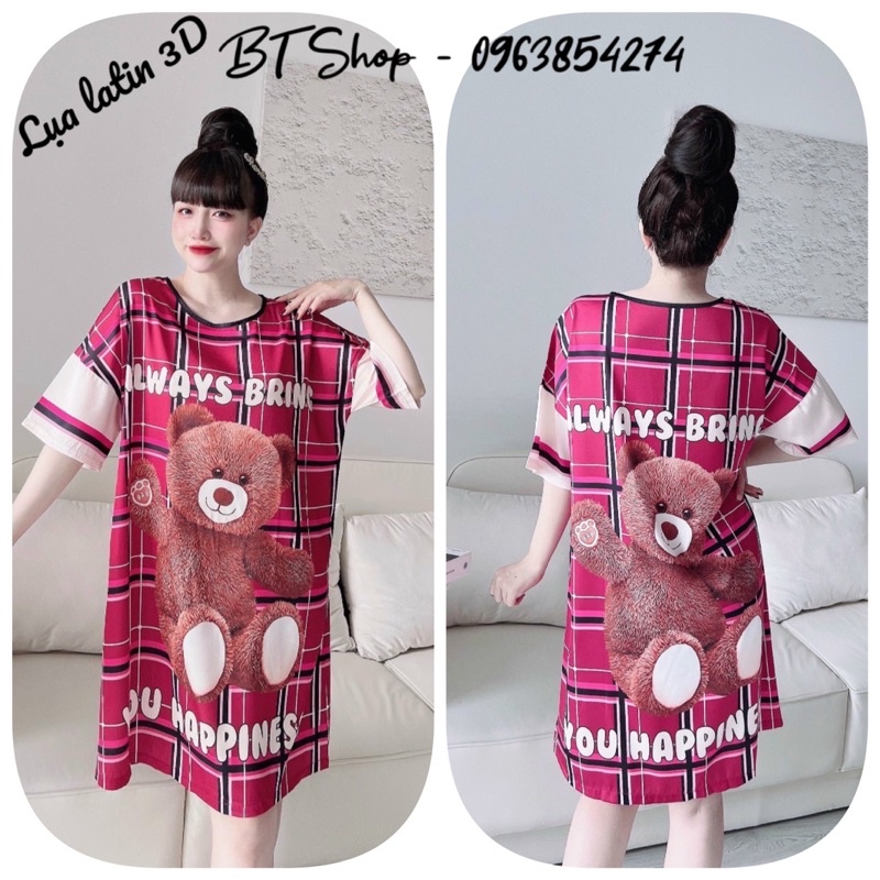 Váy đầm ngủ mặc nhà lụa latin hoạ tiết freesize <65kg