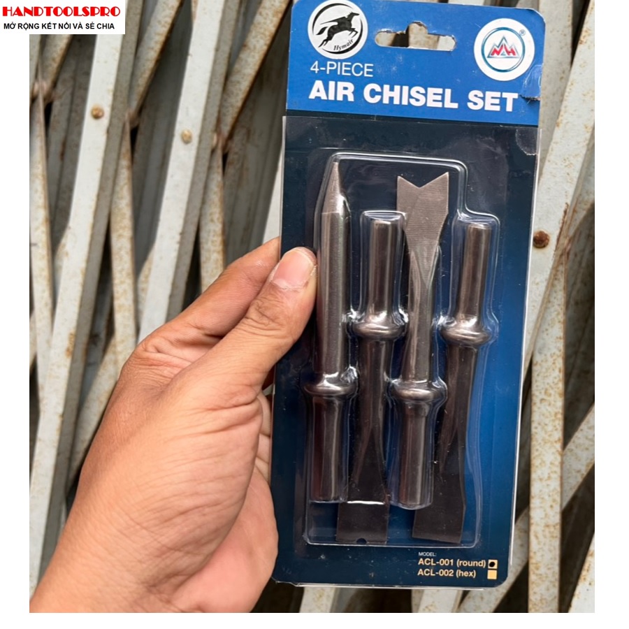 Bộ đục 4 cây phá bê tông hơi dài 125mm đầu tròn HYMAIR ACL-001