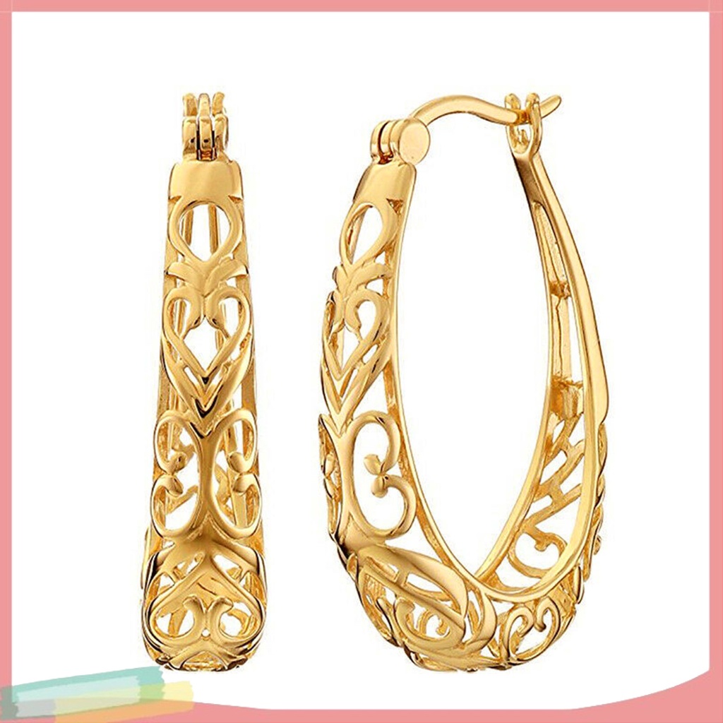 1 đôi khuyên tai hình tròn phối hoa rỗng thời trang cho nữ