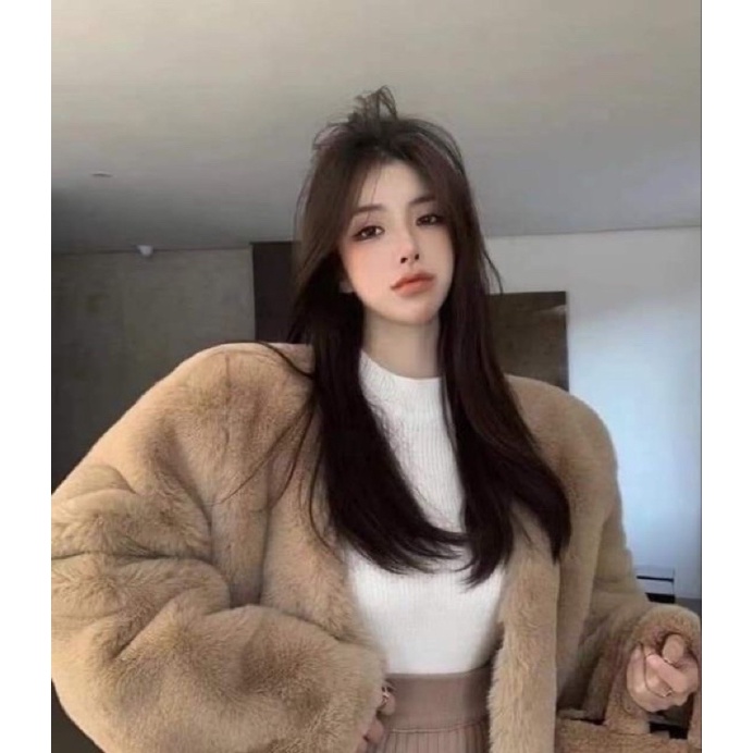 áo lông thỏ cho nữ dáng ngắn choàng cực kỳ ấm