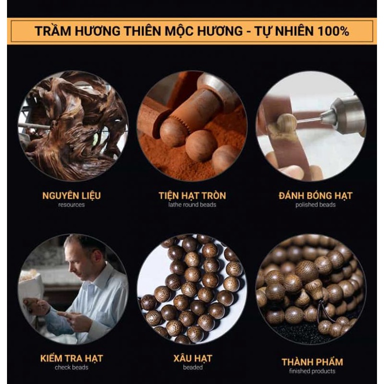 Vòng tay trầm hương tròn đơn Indonesia VIP THIÊN MỘC HƯƠNG may mắn, thịnh vượng, thu hút tài lộc trên 25 năm tích trầm