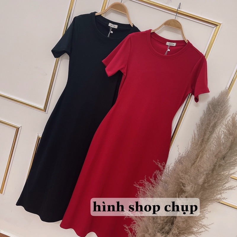 🌹 Đầm maxi thun lên gân form body cổ tròn tay ngắn 🌹