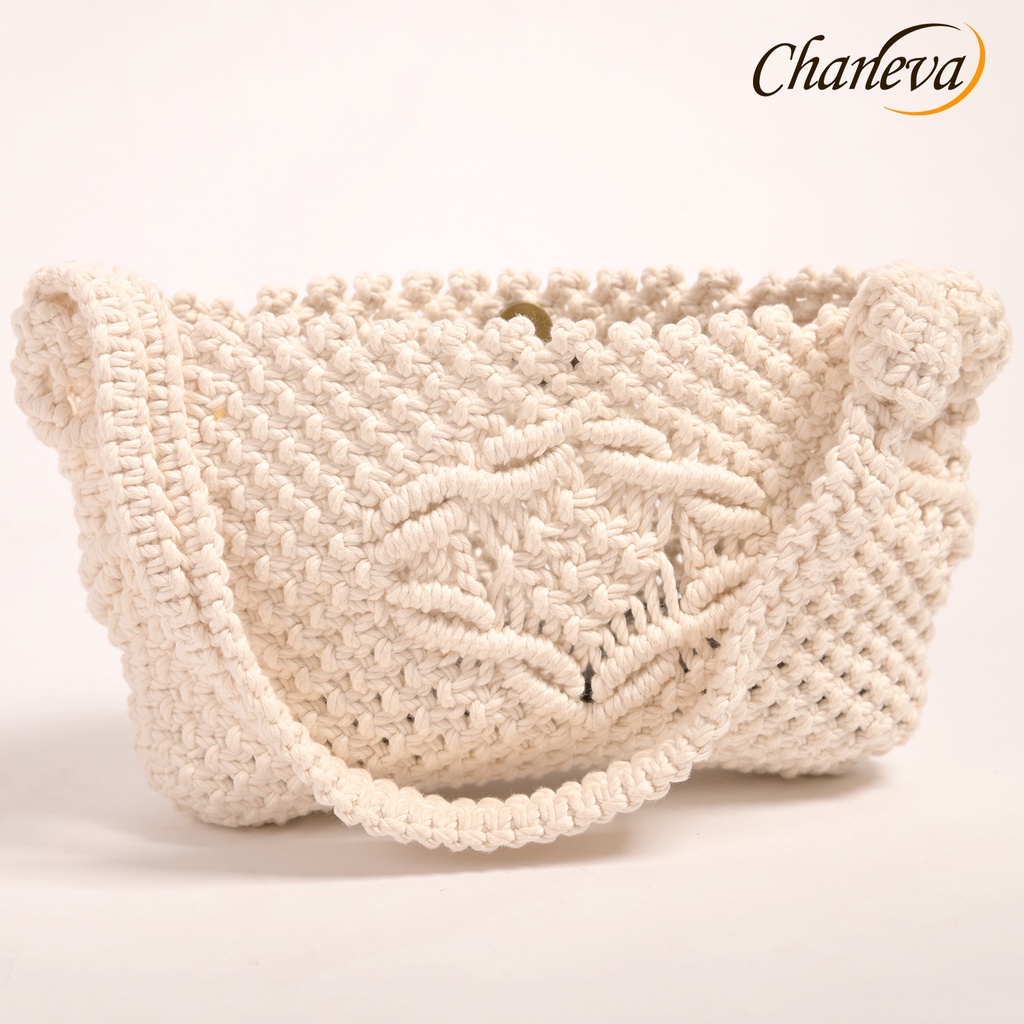 Túi Macrame Cầm Tay Túi Macrame Đeo Chéo Màu Trắng Kem Túi Xách Macrame Xách Tay Handmade