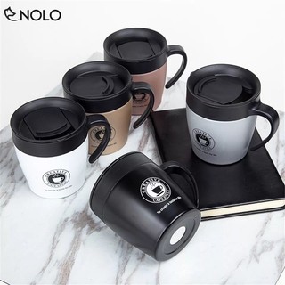 Ly Giữ Nhiệt Creative Cafe Style 330ml Ruột Inox 304 Có Tay Cầm Tặng Kèm Muỗng Tiện Lợi