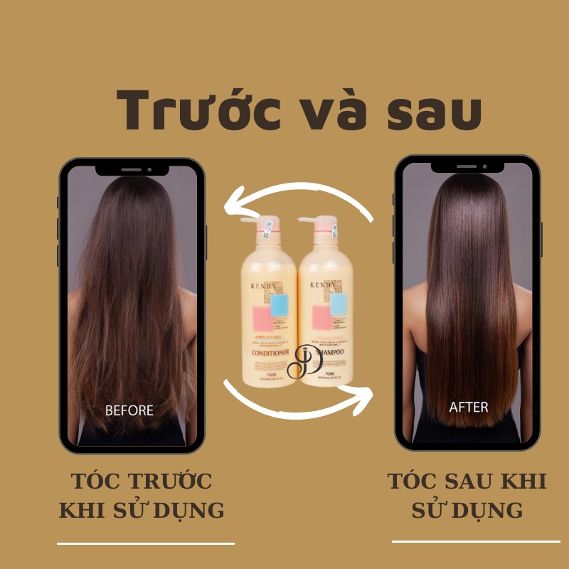 Dầu Gội Xả Collagen KENDY 800ml * 2 Cao Cấp Mềm Mượt Giúp Tóc Chắc Khoẻ Bóng Mượt Hương Nước Hoa | Calla Official