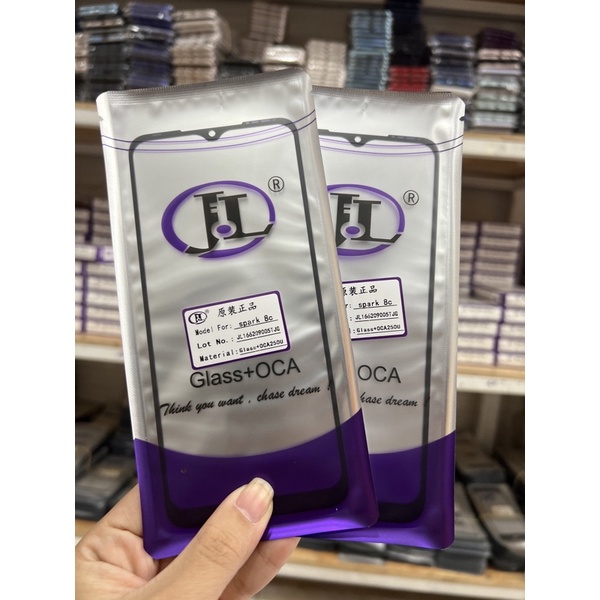 Kính liền keo Tecno Spark 8c/ Mặt kính có keo OCA Tecno Spark 8c ( Giá sỉ )