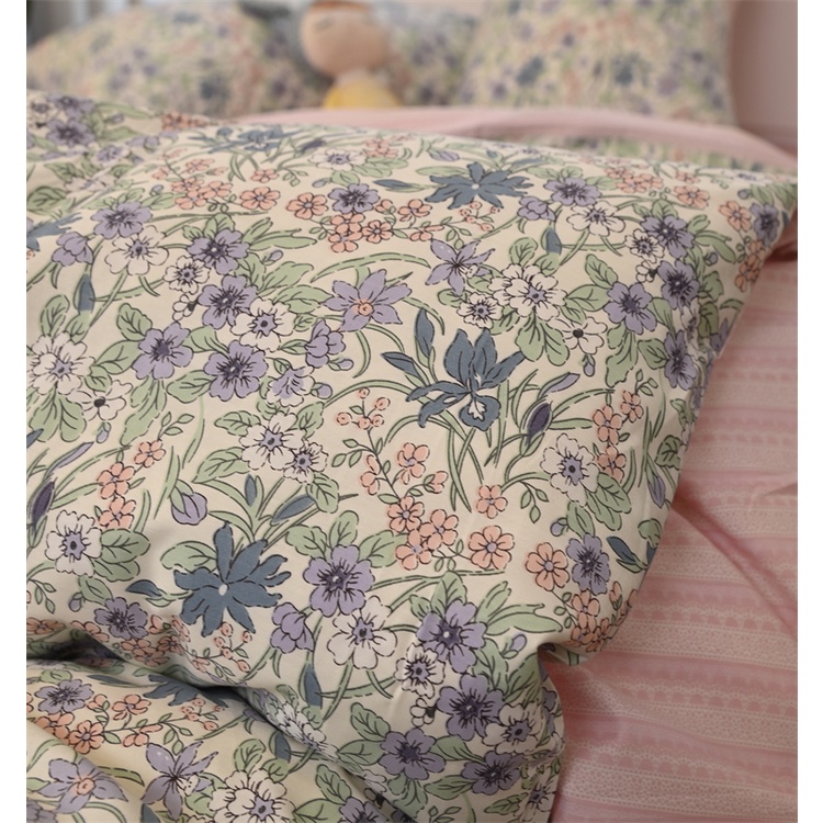 Vải cotton 100% chuyên may ga gối, khổ rộng 2m35, mẫu hoa nhí