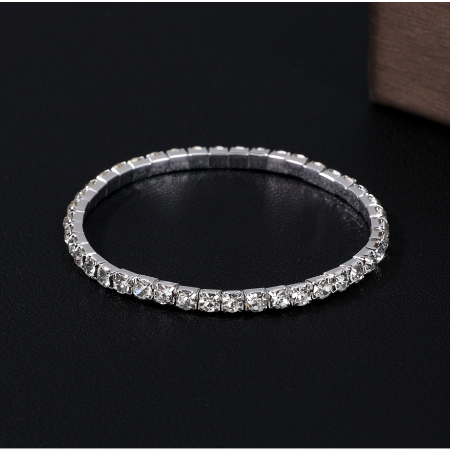 Lắc tay nữ vòng tay co dãn đính đá zircon 1 hàng đá phong cách thời trang hàn quốc dễ thương