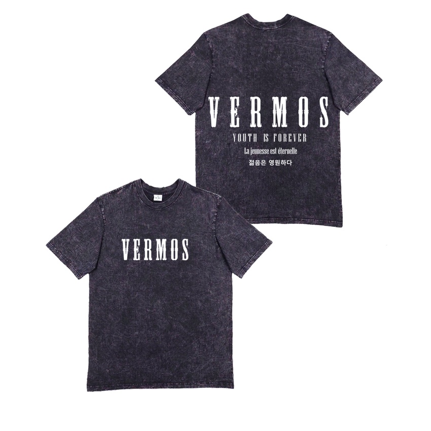 Áo Thun Wash Xám Nam Nữ Local Brand Form Rộng Tay Lỡ Vermos Slogan Name