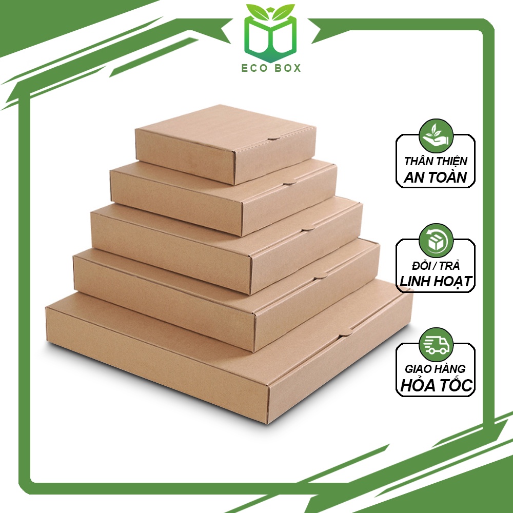 Hôp Pizza Trơn Đầy Đủ Size Thông Dụng, Giấy Carton Sóng E 2 Mặt Nâu Mịn, Cứng Cáp, Không Mùi, An Toàn Thực Phẩm, Mẹt Gà