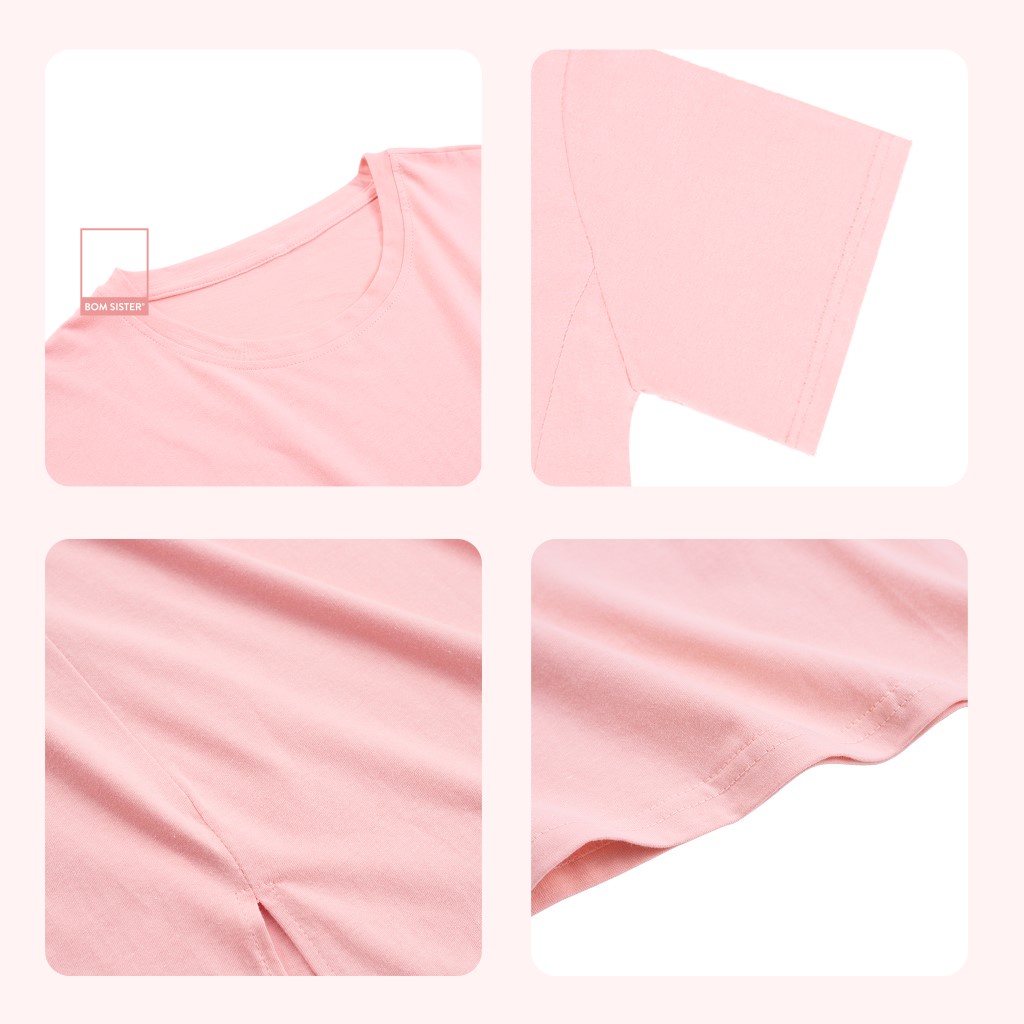 Set đồ ngủ áo ngắn tay quần đùi màu trơn BOM SISTER DN2310