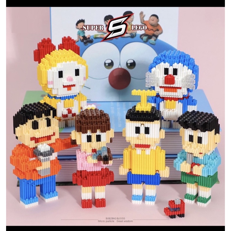Lego mini đồ chơi lắp ráp 3D hình các nhân vật hoạt hình Doraemon,Nobita,Chaien,Xuka,Xeko,Doremi...- Super.Lego