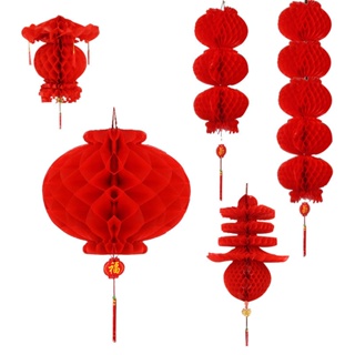 Lồng Đèn Giấy Hình Tròn Màu Đỏ Phong Cách Trung Hoa 20cm 30cm Trang Trí