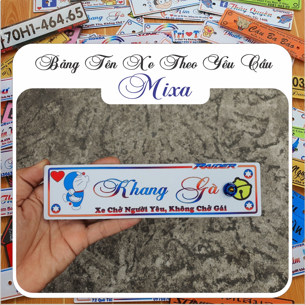 Bảng tên xe máy Inox 304 không gỉ tặng kèm ốc titan+bass gắn