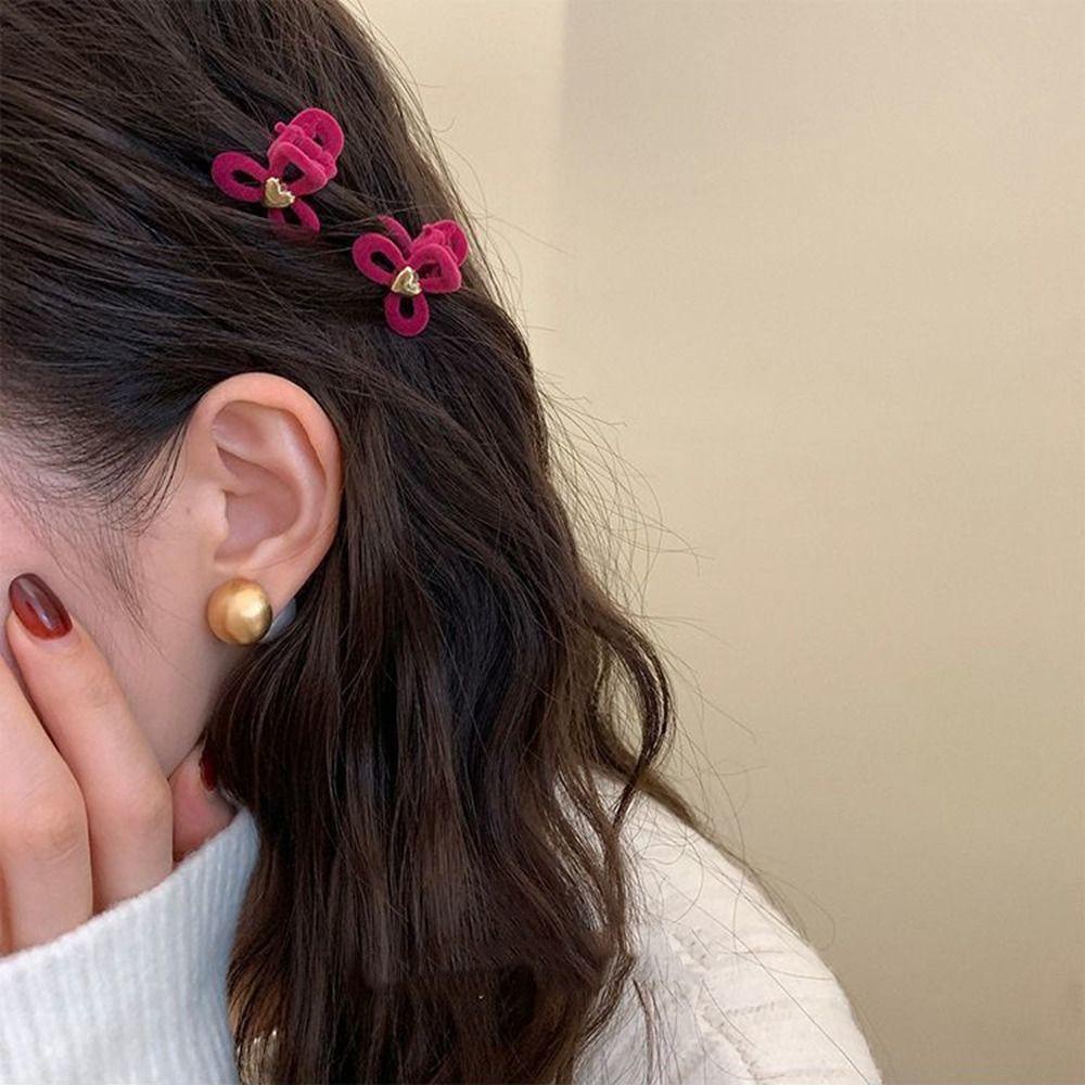 Kẹp Tóc Càng Cua Cỡ Nhỏ Bằng Nhung Phong Cách Retro Đơn Giản Cho Nữ