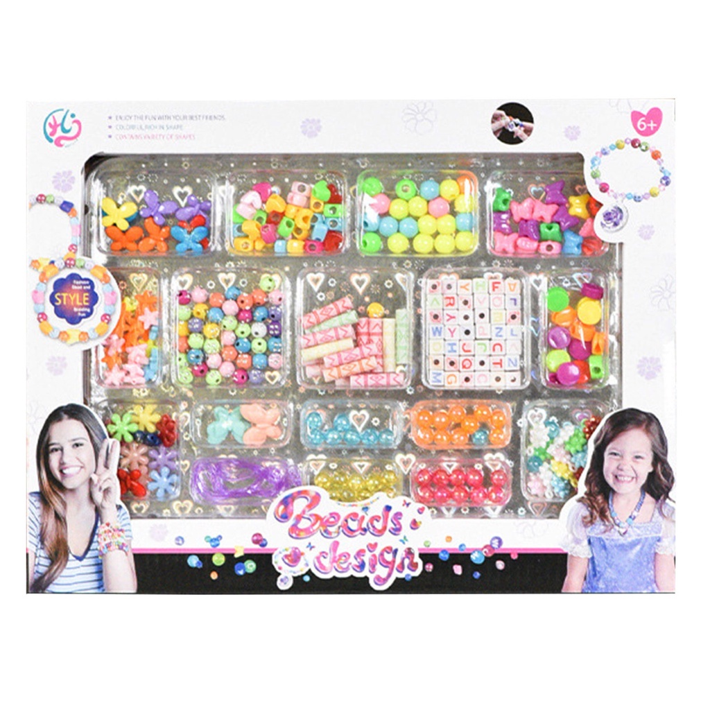 Bộ hạt xâu chuỗi làm vòng tay và nhẫn sành điệu thủ công DIY cho bé gái