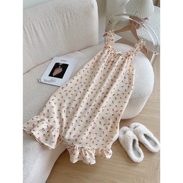 Đầm Ngủ, Váy Ngủ Mặc Nhà 2 Dây Bèo Đũi Xốp Form Rộng Xinh Xắn | BigBuy360 - bigbuy360.vn