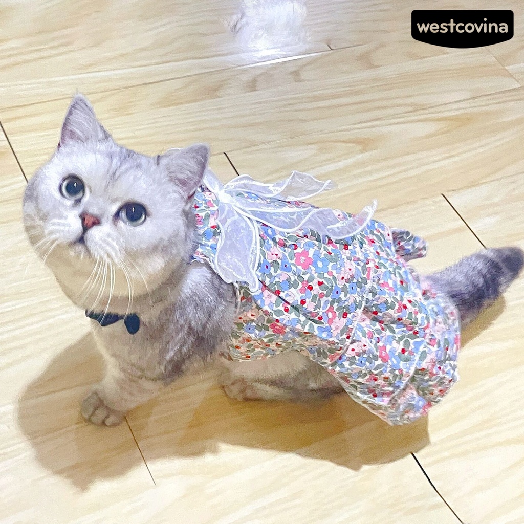 [Hot]♝Đầm Vải Cotton Siêu Mềm In Hoa Xinh Xắn Thời Trang Cho Thú Cưng