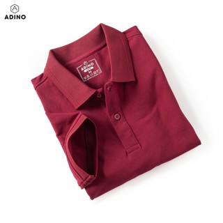 Áo thun có cổ nữ màu đỏ đô phối viền ADINO vải cotton polyester mềm dáng slimfit công sở hơi ôm trẻ trung APN03
