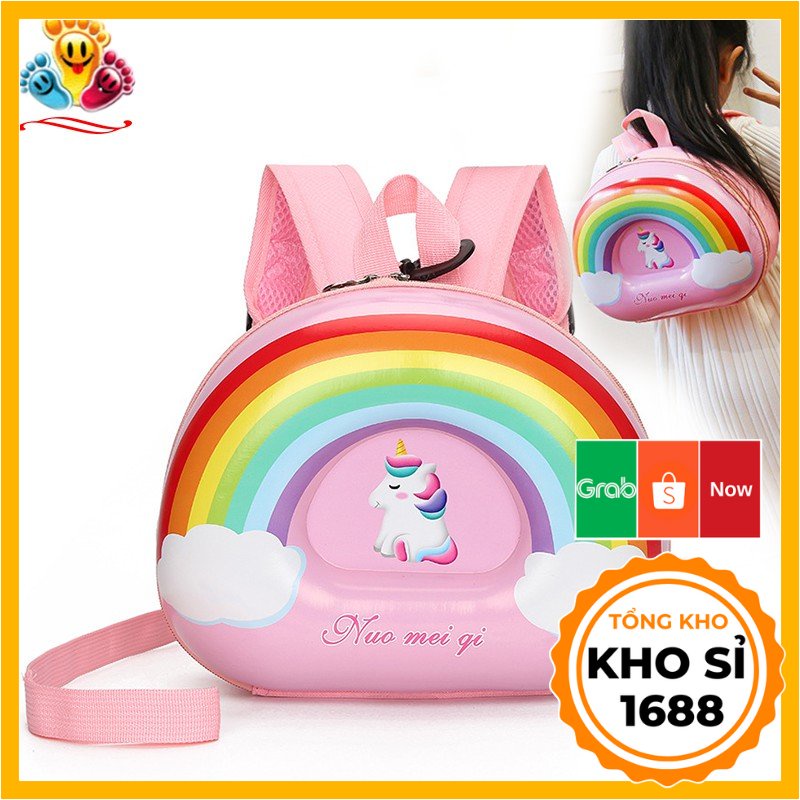 Balo Cho Bé Mẫu Giáo Mầm Non, Cặp Sách Trẻ Em Bé Trai Bé Gái Nắp Nhựa Chống Nước,Chống Va Đập E421