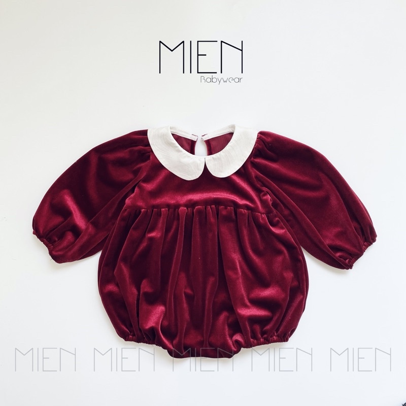 (R09) Bodysuit nhung đỏ đô cổ sen tết cho bé gái MIEN
