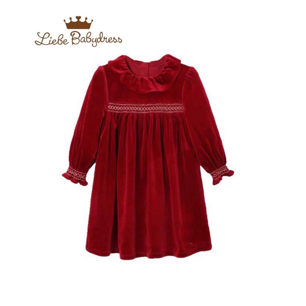 Váy Nhung Smock _ Cố bèo cực xinh cho bé