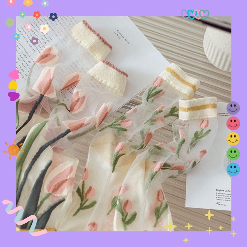 Vớ tất voan hoạ tiết  🌼MY MUSES 🌿 phong cách vintage