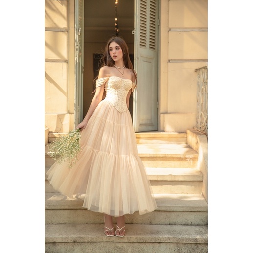 Áo công chúa Katherine Corset hoa Vintage và chân váy Tulle Skirt 4 lớp - Sissy Nation