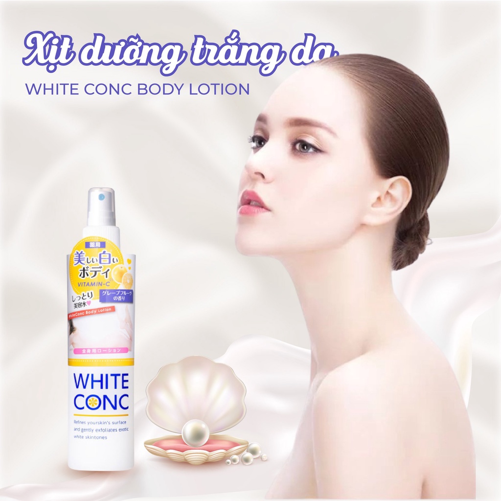 Xịt dưỡng trắng da toàn thân White Conc Body Lotion 245ml chứa vitamin C Nhật Bản