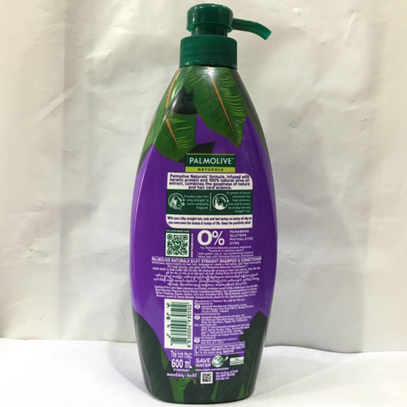 Dầu gội có dầu xả Palmolive Olive oil & Keratin Silky Straight 600ml