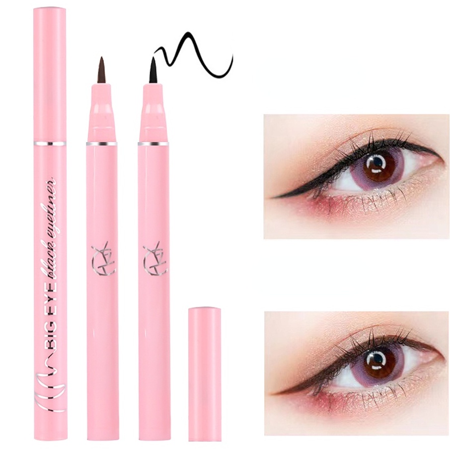 1 Bút Kẻ Mắt Dạng Lỏng Hai Màu Đen Nhanh Khô Chống Thấm Nước Không Nhòe