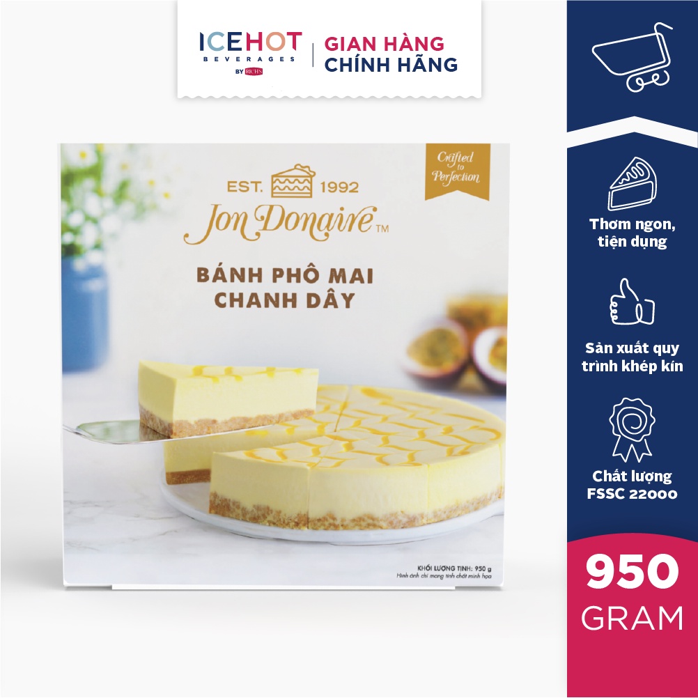 Bánh Đông Lạnh Phô Mai Chanh Dây Jon Donaire 950g size 20cm