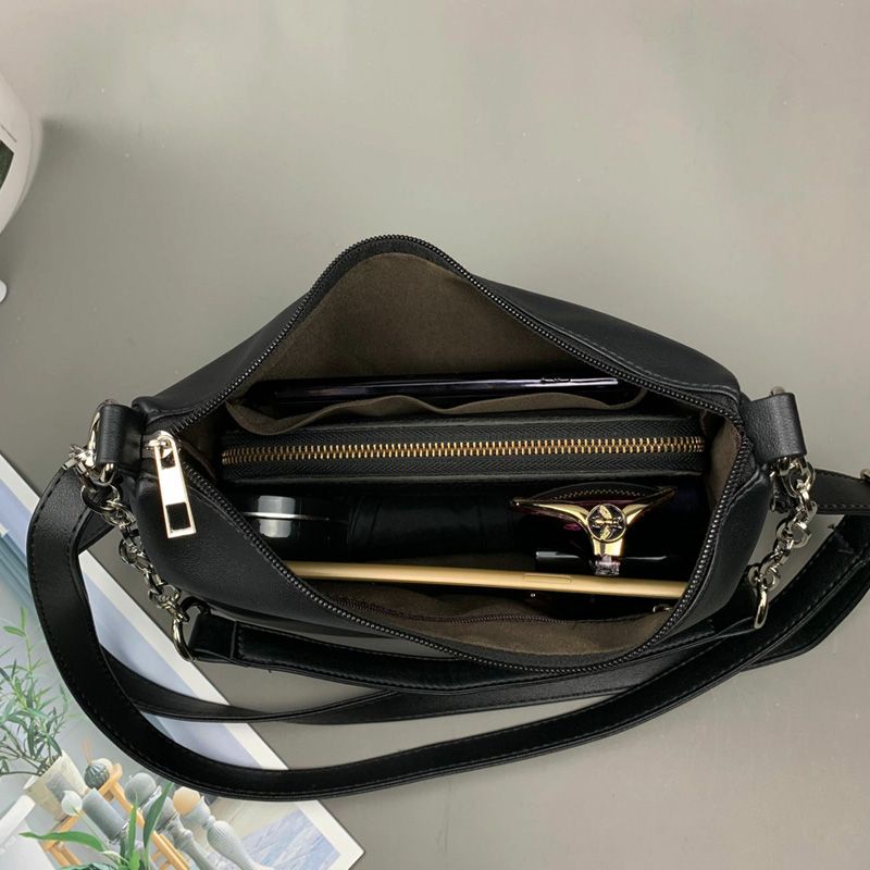 MISCHA Túi Đeo Chéo Vai Bằng Da PU Màu Trơn Thời Trang Hàn Quốc