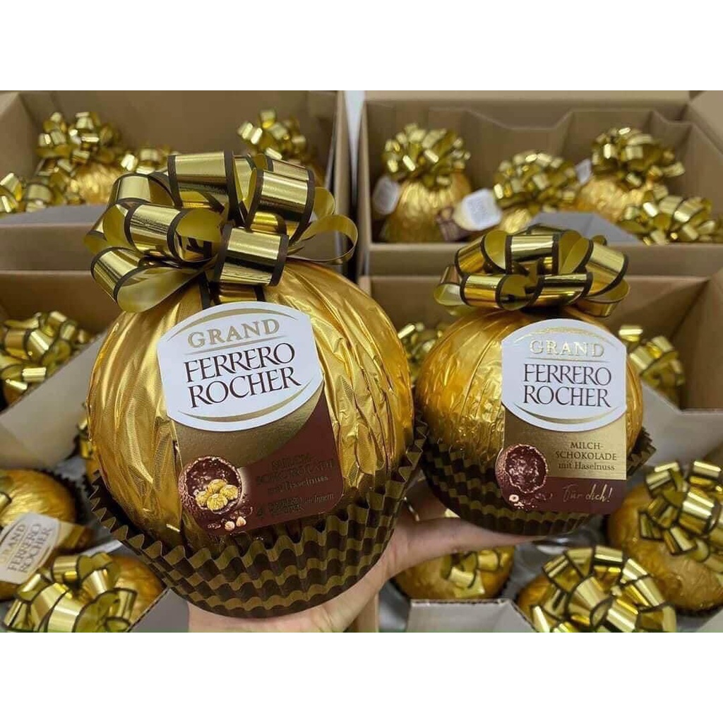 SOCOLA Ferrero Rocher QUẢ CẦU NƠ VÀNG - 125gr - XÁCH TAY CHÍNH HÃNG