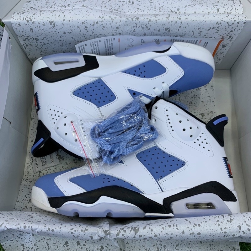 GIÀY SNAKER AIR JƠRDAN 6 UNC TRẮNG XANH SC