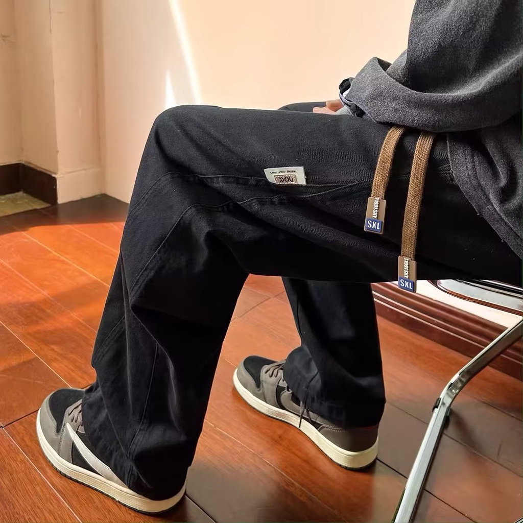 Quần Dài Ống Đứng Lưng Thun Co Giãn Thời Trang Hàn Quốc Cỡ Lớn M-2XL Cho Nam